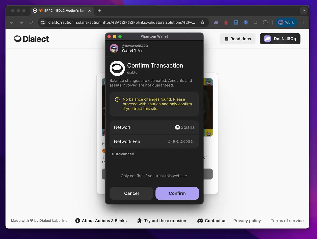 Phantom Wallet Confirmation