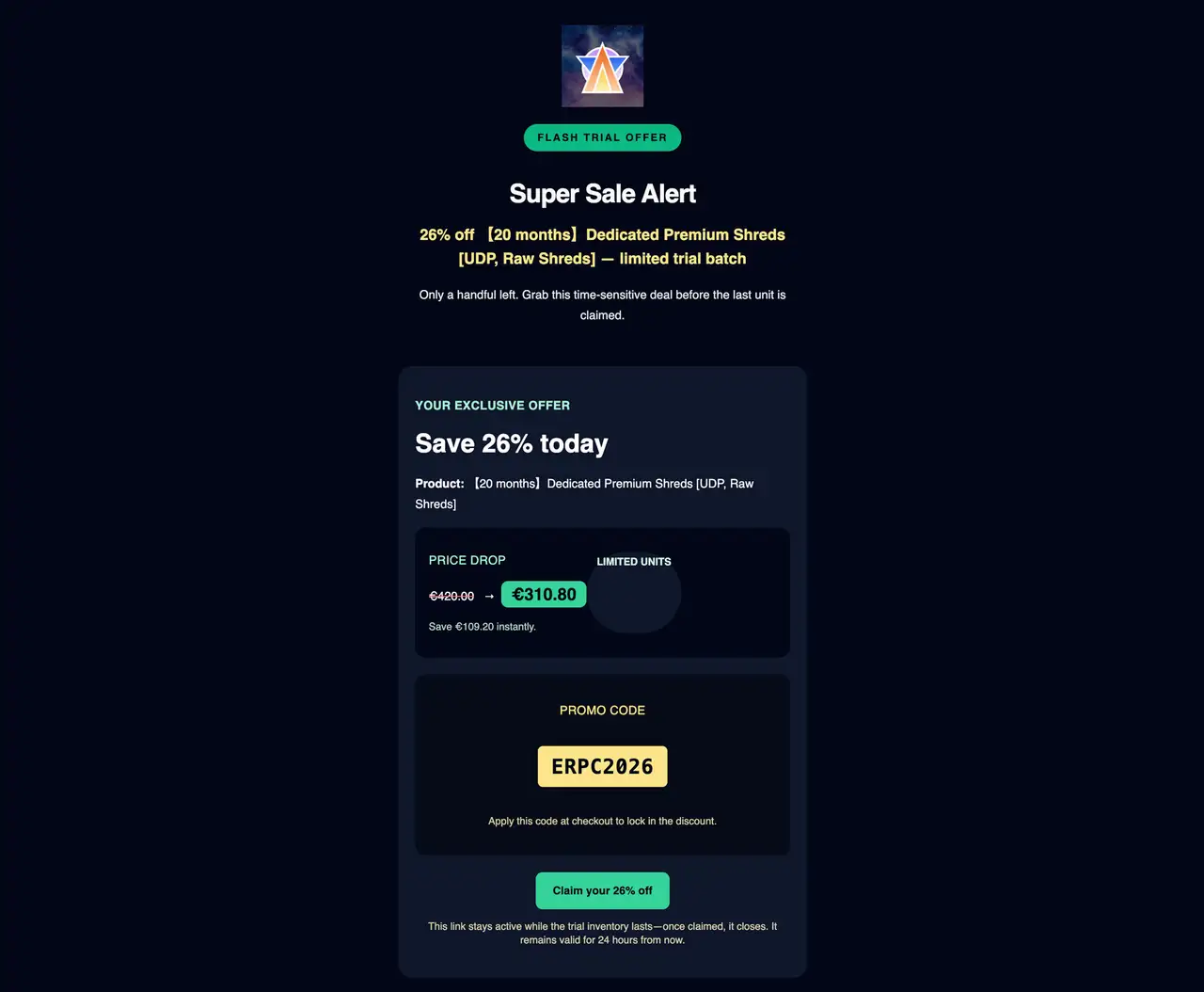 New Year 2026 Limited Premium Shreds Coupon