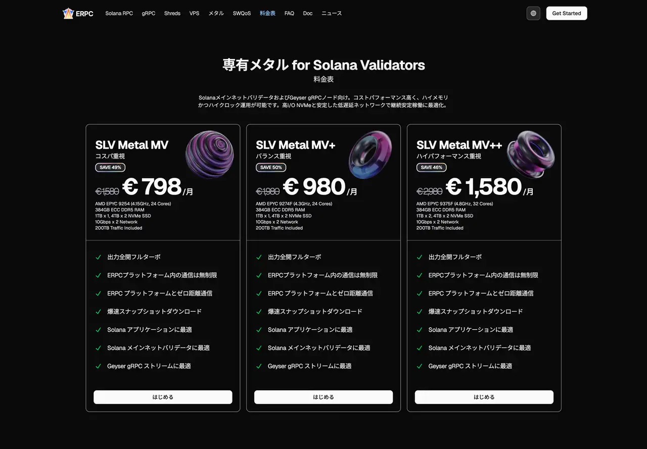 SLV Metal MV 料金表