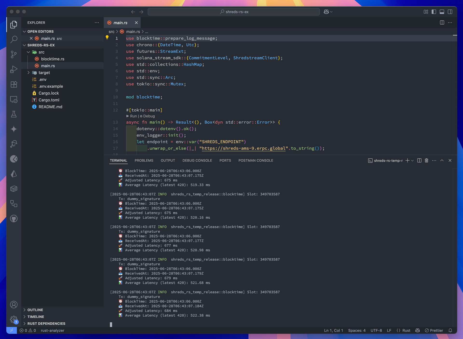 Shreds Rust VSCode